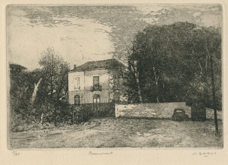 Beaumont, kunstwerkje van de Belgische graficus Jaak Gorus