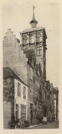 Grote gesigneerde ets van de Belgische etser Jaak Gorus