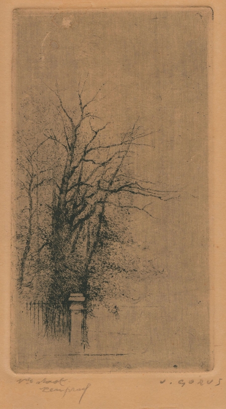 Een kleine ets van de Belgische etser Jaak Gorus