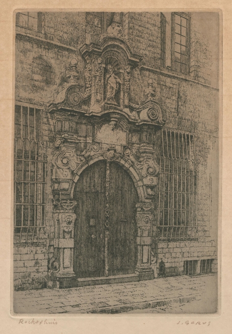 Rockoxhuis, een ets van de Belgische etser Jaak Gorus