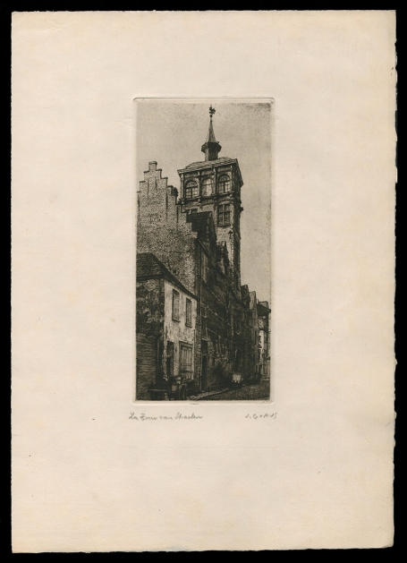 Originele gesigneerde ets van de Belgische etser Jaak Gorus