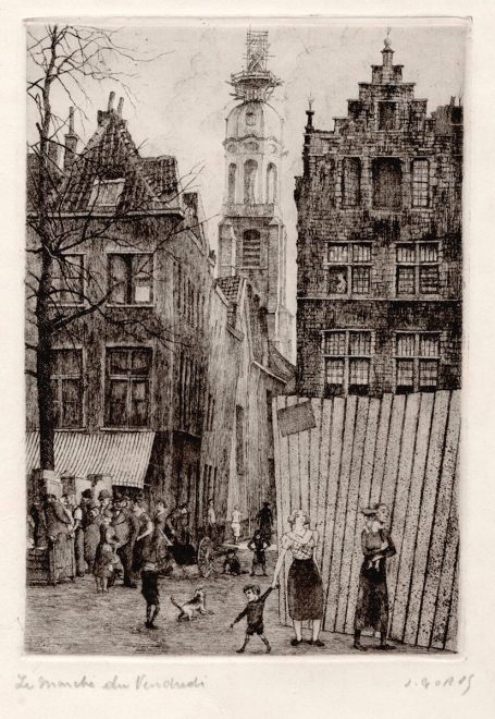 Originele gesigneerde ets van de Belgische etser Jaak Gorus