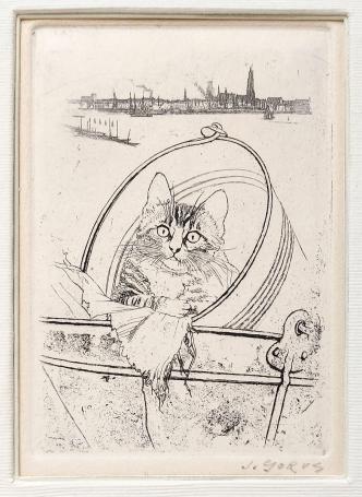 Klein kunstwerkje van de Belgische etser Jacques Gorus