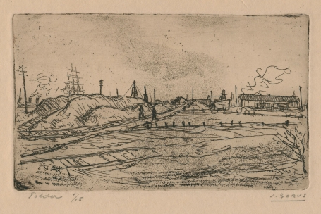 Polder, een ets van de Belgische etser Jaak Gorus