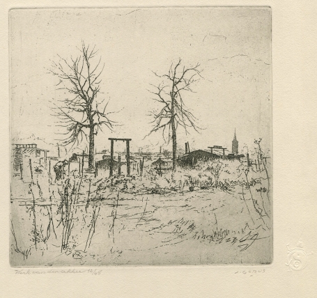 Volkstuintjes , kunstwerkje van de Belgische graficus Jaak Gorus