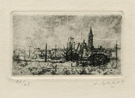 Antwerpen, een kleine ets van de Belgische etser Jacques Gorus