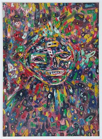 Kortrijkse kunstenaar Jacques Pille met een olieverfschilderij