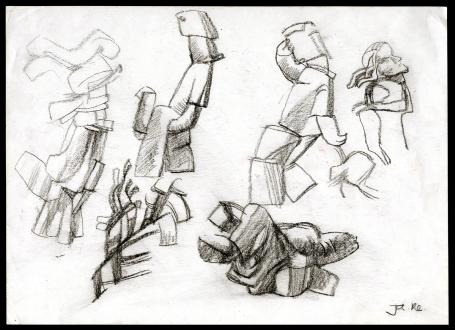 Houtskooltekeningen van de Belgische kunstenaar Jan Alfons Keustermans