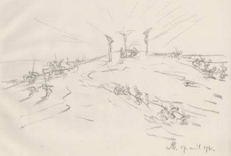 Houtskooltekening van de kunstenaar Armand Jamar