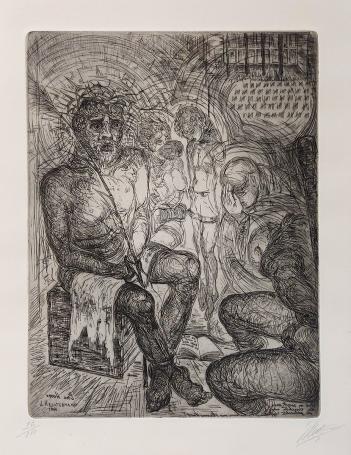 Belgische etserJan Keustermans met een ets