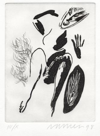 Gesigneerde grafiek van de Belgische graficus J. Vanriet