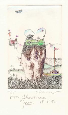 Gesigneerde grafiek van de Belgische graficus J. Vanriet