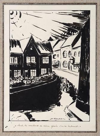 Inkttekening van kunstenaar Jan De Landtsheer