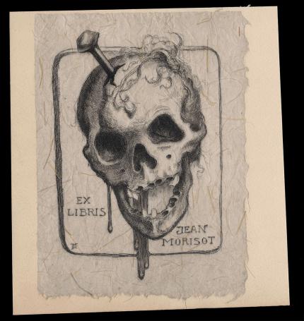 ex libris (schedel) van Jean de Sauteval of Dr. Jean Morisot