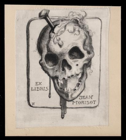 ex libris (schedel) van Jean de Sauteval of Dr. Jean Morisot