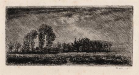 Frans etser Jean Frélaut met een droge naald ets