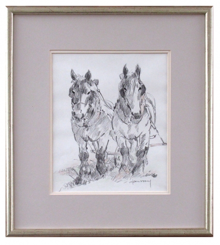 Tekening met trekpaarden van Jef Janssens kopen