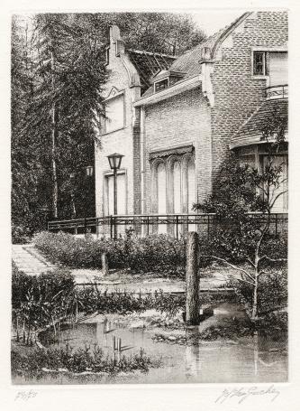 Gesigneerd kunstwerk van de Belgische etser Jef Van Grieken