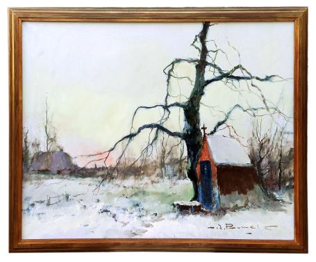Sneeuwlandschap van Belgische schilder Henri Joseph Pauwels kopen
