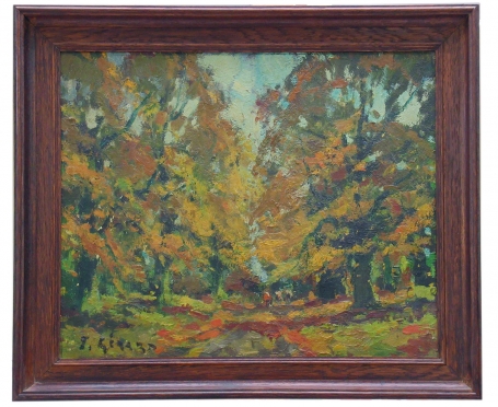 Schilderij van John Gérard op schilderpaneel