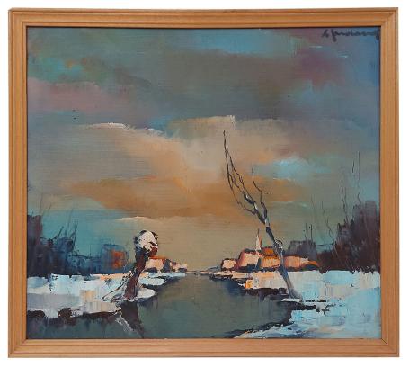 Olieverfschilderij uit 1988 Belgische schilder Leo Jordaens kopen