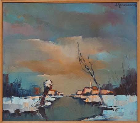 Schilderij op paneel van Leo Jordaens