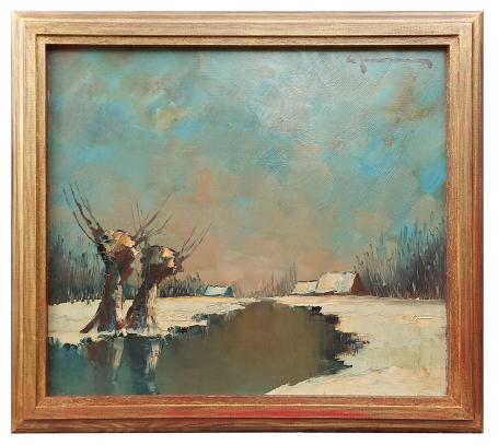 Winterlandschap van de Belgische schilder Leo Jordaens kopen