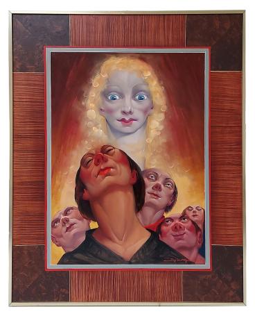 Jos Trotteyn  met een olieverfschilderij