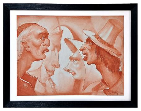 Jos Trotteyn  met een grote tekening