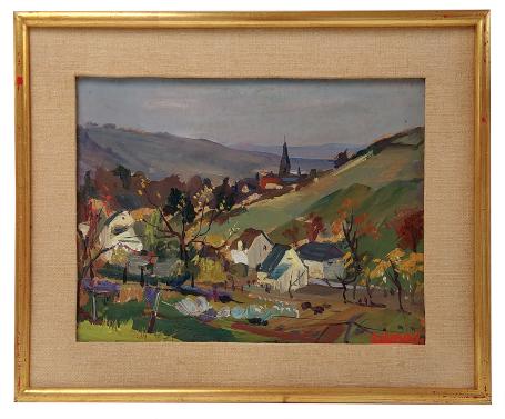 Schilderij van Joseph Tilleux, landschap uit 1953