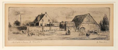 Kleine ets van de Antwerpse kunstenaar Jules Van Ael