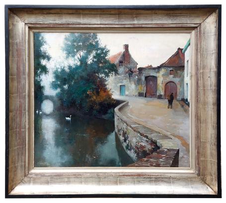 Groot olieverfschilderij van de Antwerpse schilder Julien Célos kopen