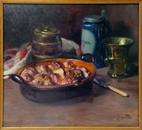 Julien t’ Felt  met een schilderij, een stilleven