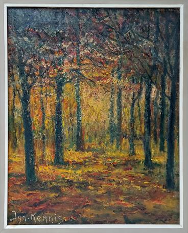 Ignace Kennis met een olieverfschilderij