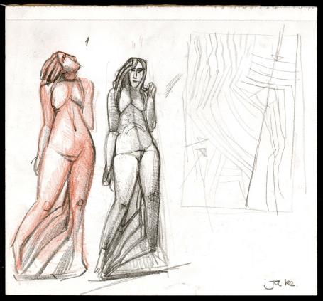 Houtskooltekeningen van de Belgische kunstenaar Jan Alfons Keustermans