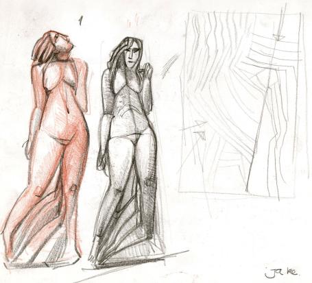 Jan Alfons Keustermans met een schetsblad