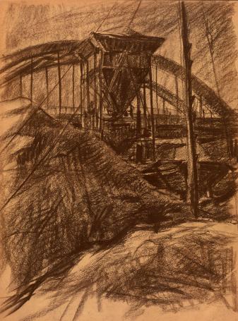 Bruine krijttekening van de Nederlandse tekenaar Harmen Klaas Post