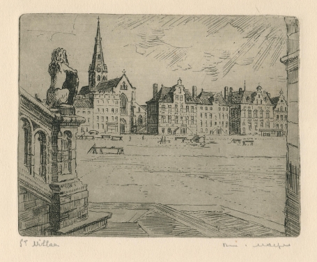 Belgische etser R. Malfliet met een ets