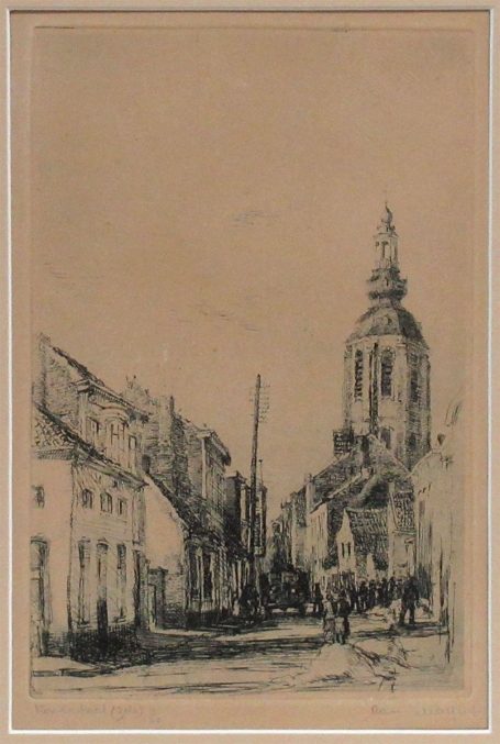 Belgische etser Romain Malfliet met een ets