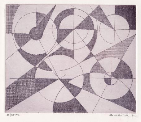 Een gesigneerde abstracte ets van Léon Smets 
