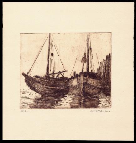 Boten geëtst in 1950 door Mechelse kunstenaar Léon Smets
