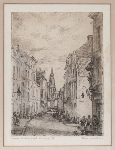 Belgische etser Romain Malfliet met een ets