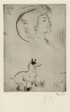 Legrand, Louis Madame Desrouchier et son chien