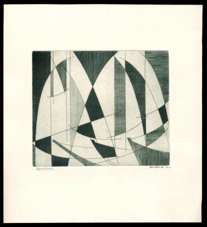 Abstracte ets geëtst door Mechelse kunstenaar Léon Smets