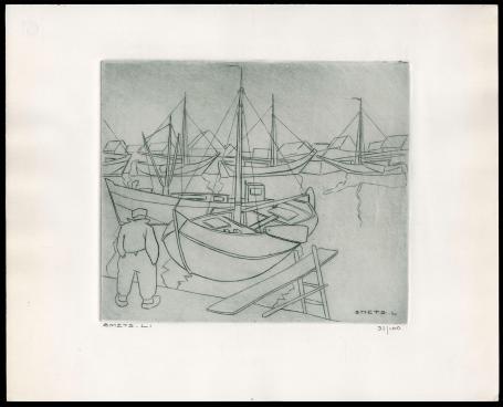 Burijngravure van Léon Smets, genummerd