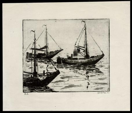 Vissersboten gegraveerd door Mechelse kunstenaar Léon Smets