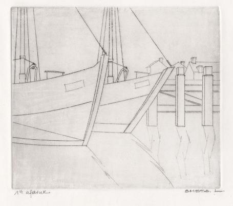 Een kleine ets op papier van Léon Smets