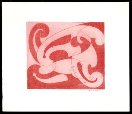 Abstracte ets geëtst door Mechelse kunstenaar Léon Smets