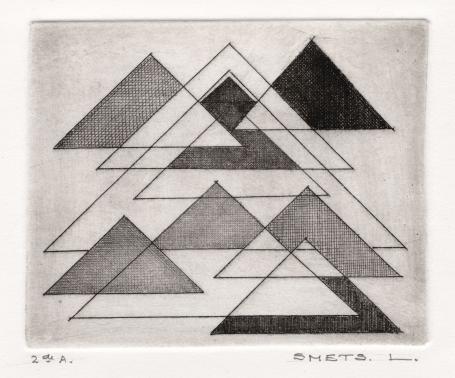 Kleine abstracte ets van Léon Smets