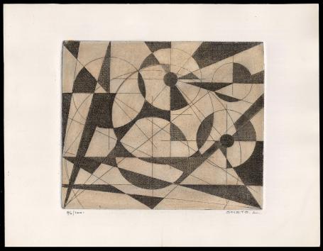 abstracte ets van L. Smets, Belgische graficus